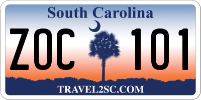 SC license plate ZOC101