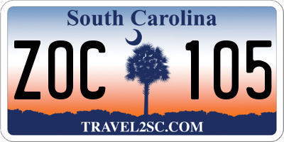 SC license plate ZOC105