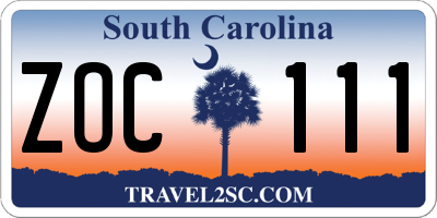 SC license plate ZOC111