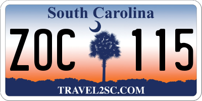 SC license plate ZOC115