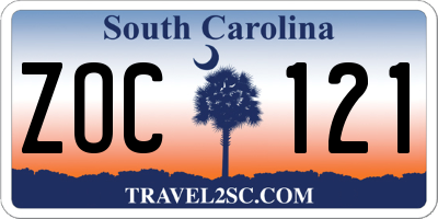 SC license plate ZOC121
