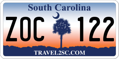 SC license plate ZOC122