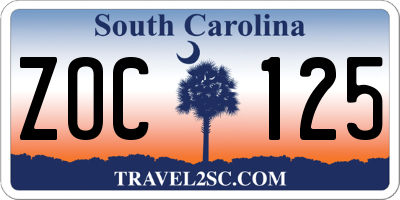 SC license plate ZOC125