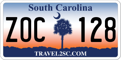 SC license plate ZOC128