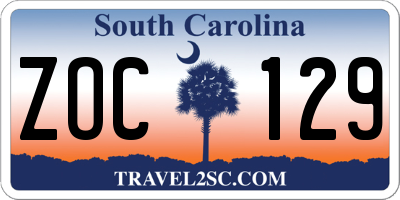 SC license plate ZOC129