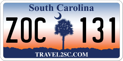 SC license plate ZOC131