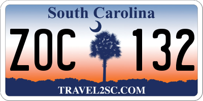 SC license plate ZOC132