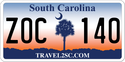 SC license plate ZOC140