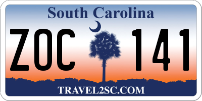 SC license plate ZOC141