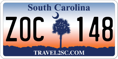 SC license plate ZOC148