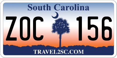 SC license plate ZOC156