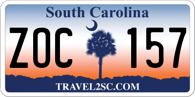 SC license plate ZOC157