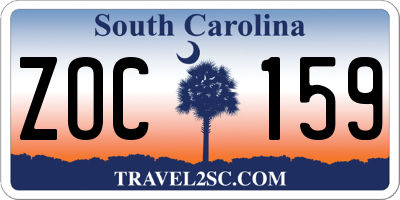 SC license plate ZOC159