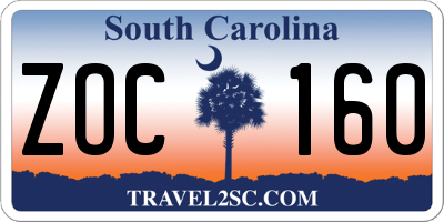 SC license plate ZOC160