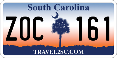 SC license plate ZOC161