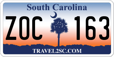 SC license plate ZOC163