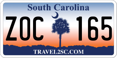 SC license plate ZOC165