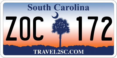 SC license plate ZOC172
