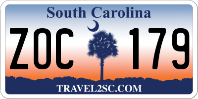 SC license plate ZOC179
