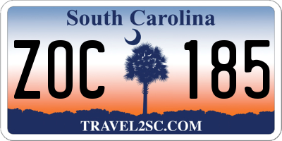 SC license plate ZOC185