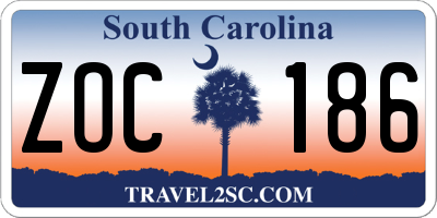 SC license plate ZOC186