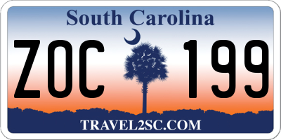 SC license plate ZOC199