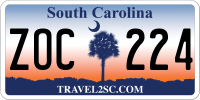 SC license plate ZOC224