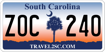 SC license plate ZOC240