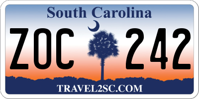 SC license plate ZOC242