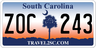 SC license plate ZOC243