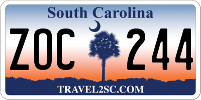 SC license plate ZOC244