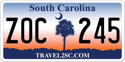 SC license plate ZOC245