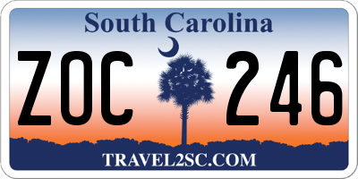 SC license plate ZOC246