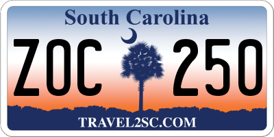 SC license plate ZOC250