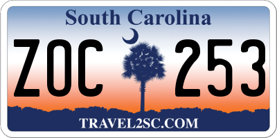 SC license plate ZOC253