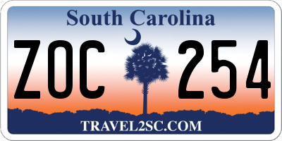 SC license plate ZOC254