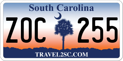 SC license plate ZOC255