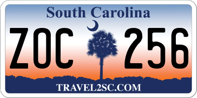 SC license plate ZOC256