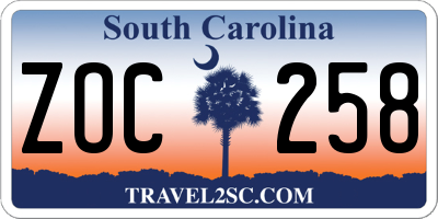 SC license plate ZOC258