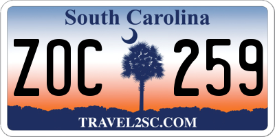 SC license plate ZOC259