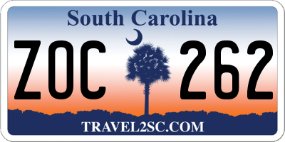 SC license plate ZOC262