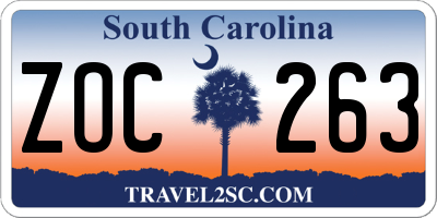 SC license plate ZOC263