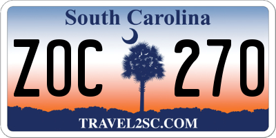 SC license plate ZOC270