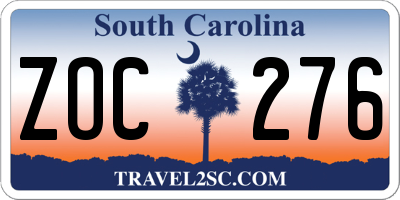 SC license plate ZOC276
