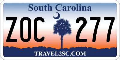 SC license plate ZOC277