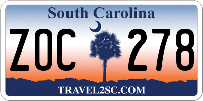 SC license plate ZOC278