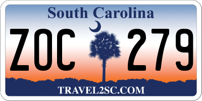 SC license plate ZOC279