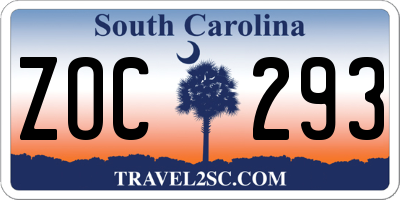 SC license plate ZOC293
