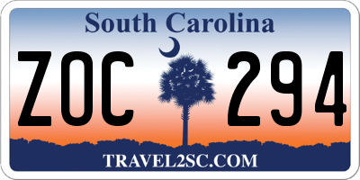 SC license plate ZOC294