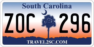 SC license plate ZOC296
